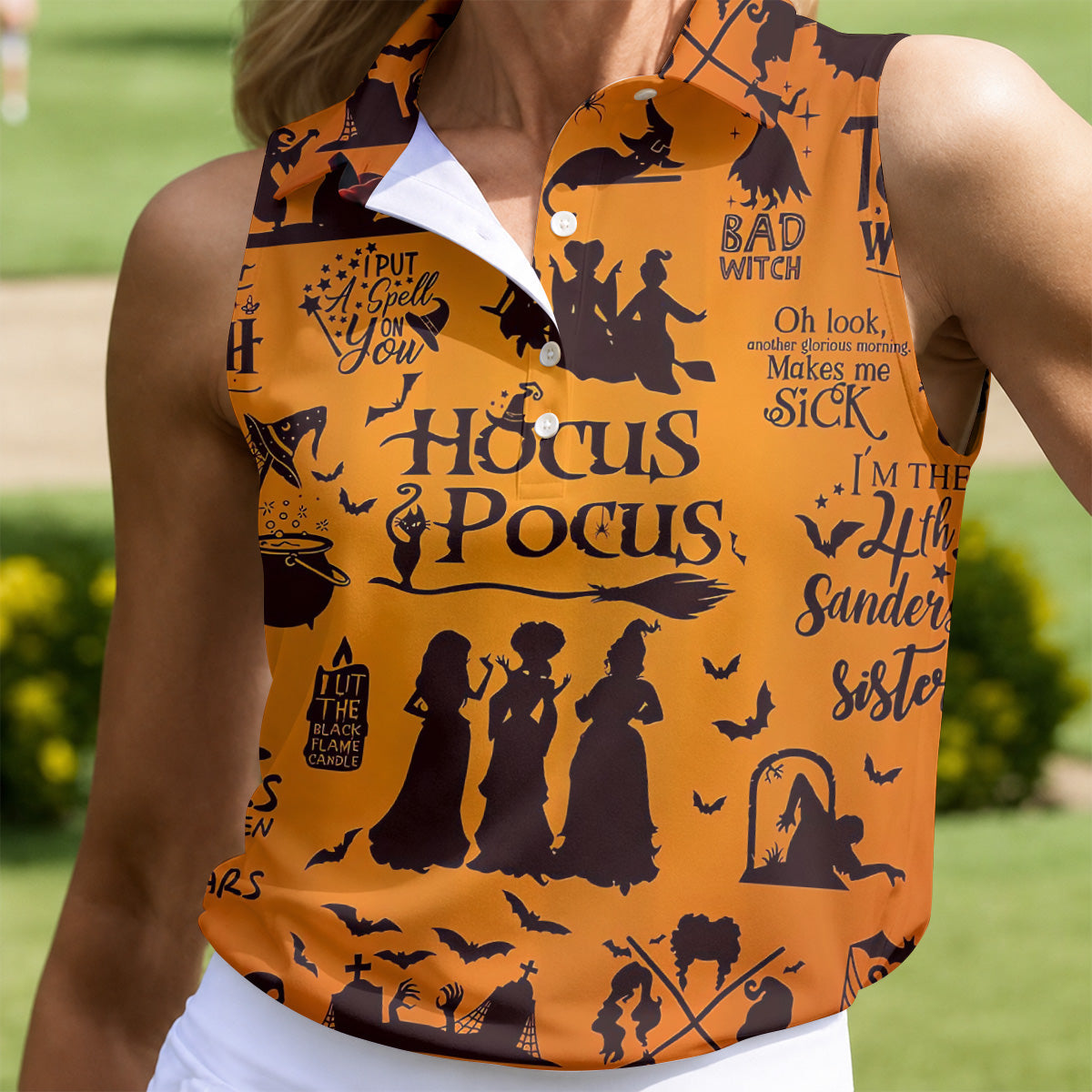Halloween Witch Character Halloween Golf Polo Shirt, Witch Golf Shirt, Women's Golf Polo