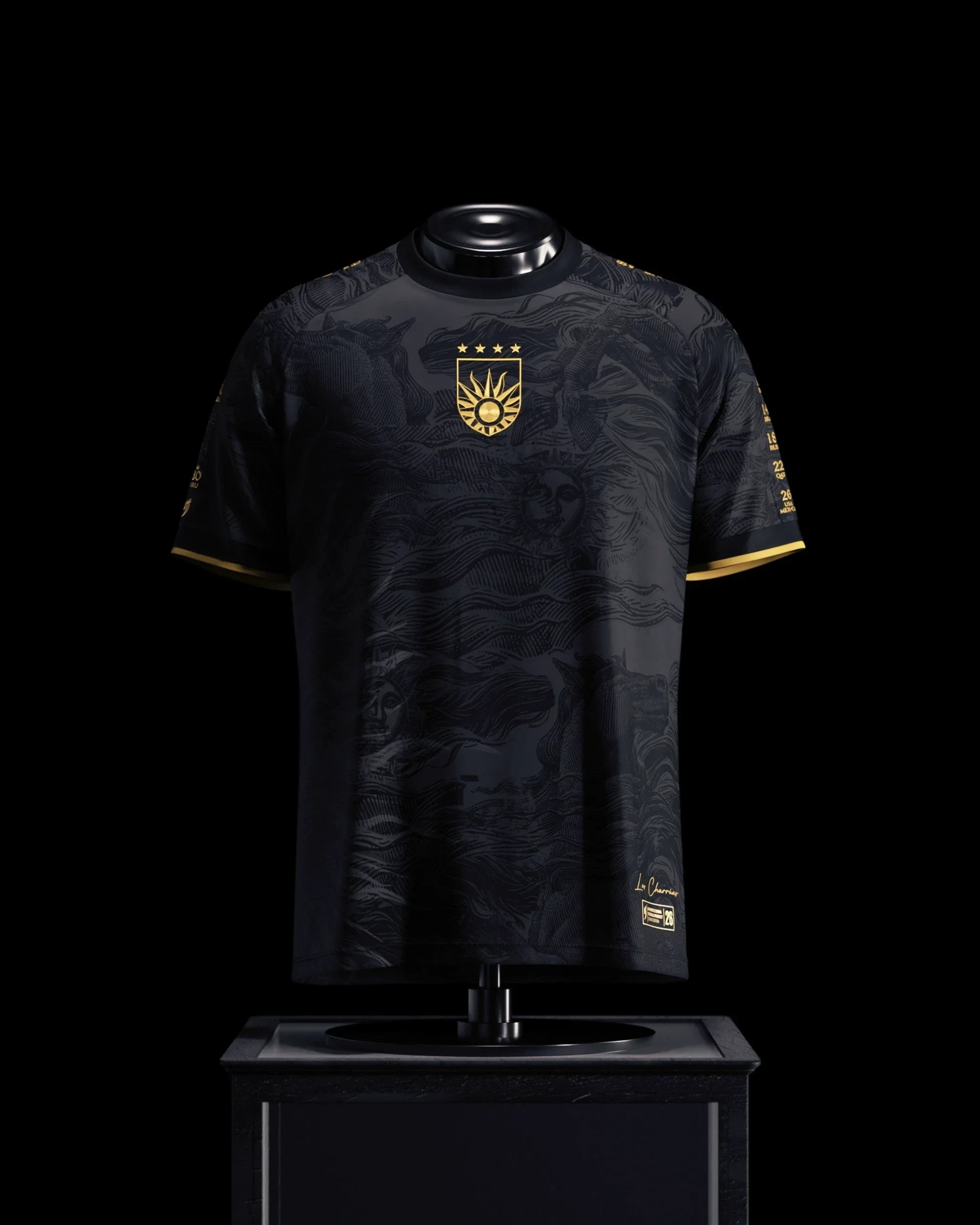 Uruguay Heritage Jersey Black - Mesh Soccer Champion Shirt Father's Day Present