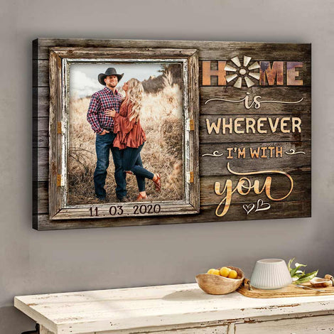 I’m With You Custom Photo Couple Canvas Wall Art, Valentine Gift For Couple