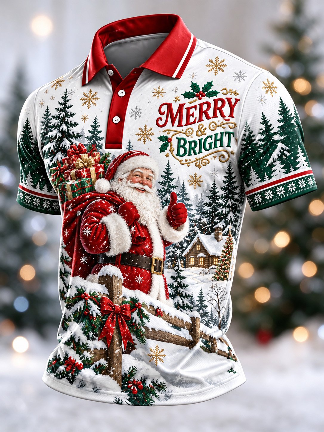 Merry And Bright Santa Claus Polo Shirt for Men