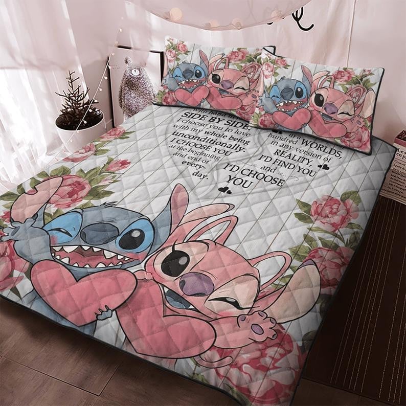 Cute Cartoon Quilt Bed Sets, I Choose You Bedding Set, Gift For Couple