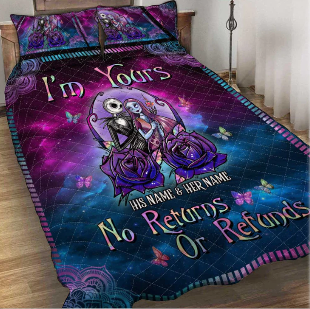 I'm Yours No Returns Or Refunds Quilt Bed Sets, Jack & Sally Bedding Set, Valentine's Day Gift