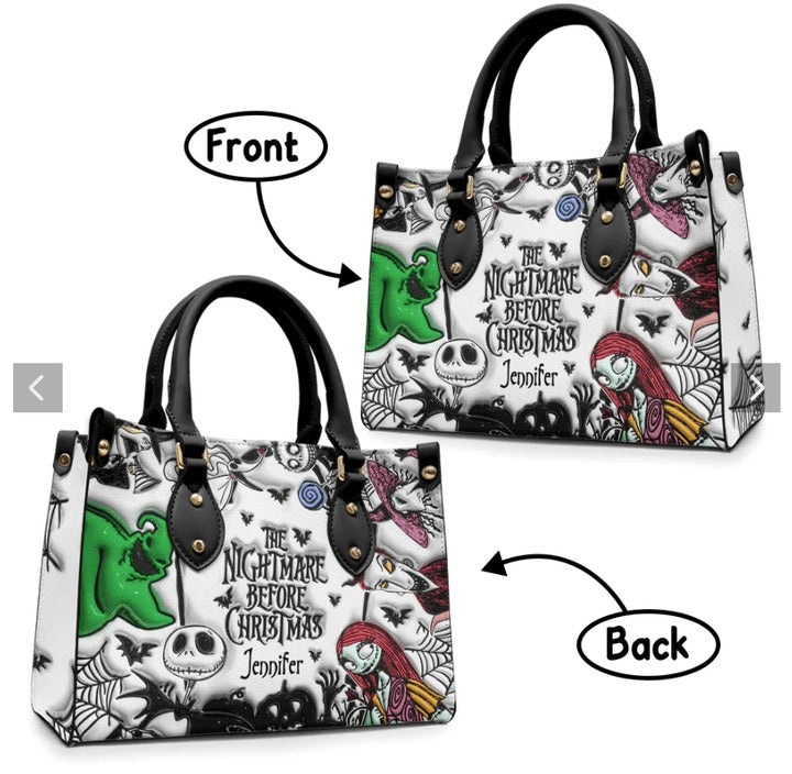 Jack skellington and sally outlets Women's Artificial Leather Handbag Custom Bag