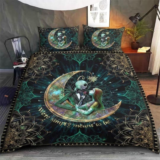 We're Simply Meant To Be Bed Sets, Jack & Sally Bedding Set, Valentine Gift For Couple