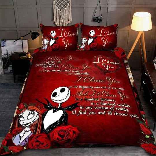 I Choose You Bed Sets, Jack & Sally Bedding Set, Valentine's Day Gift