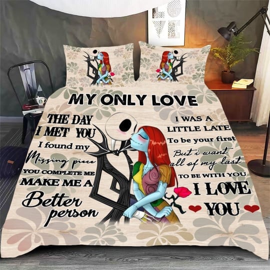 My Only Love Nightmare Before Christmas Bed Sets, Jack & Sally Bedding Set, Valentine's Day Gift