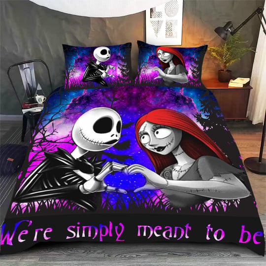 We're Simply Meant To Be Bed Sets, Jack & Sally Bedding Set, Valentine Gift For Couple