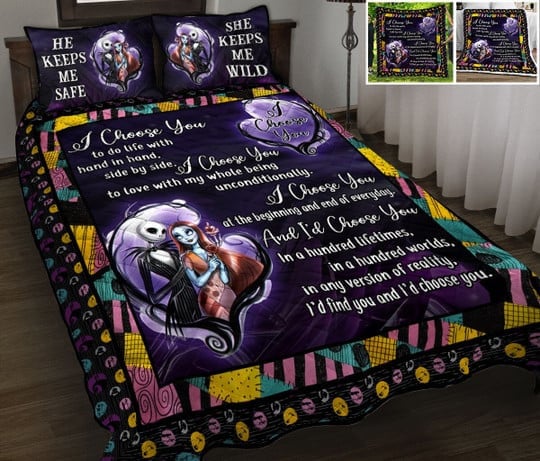 I Choose You Bed Sets, Jack & Sally Bedding Set, Valentine Gift For Couple