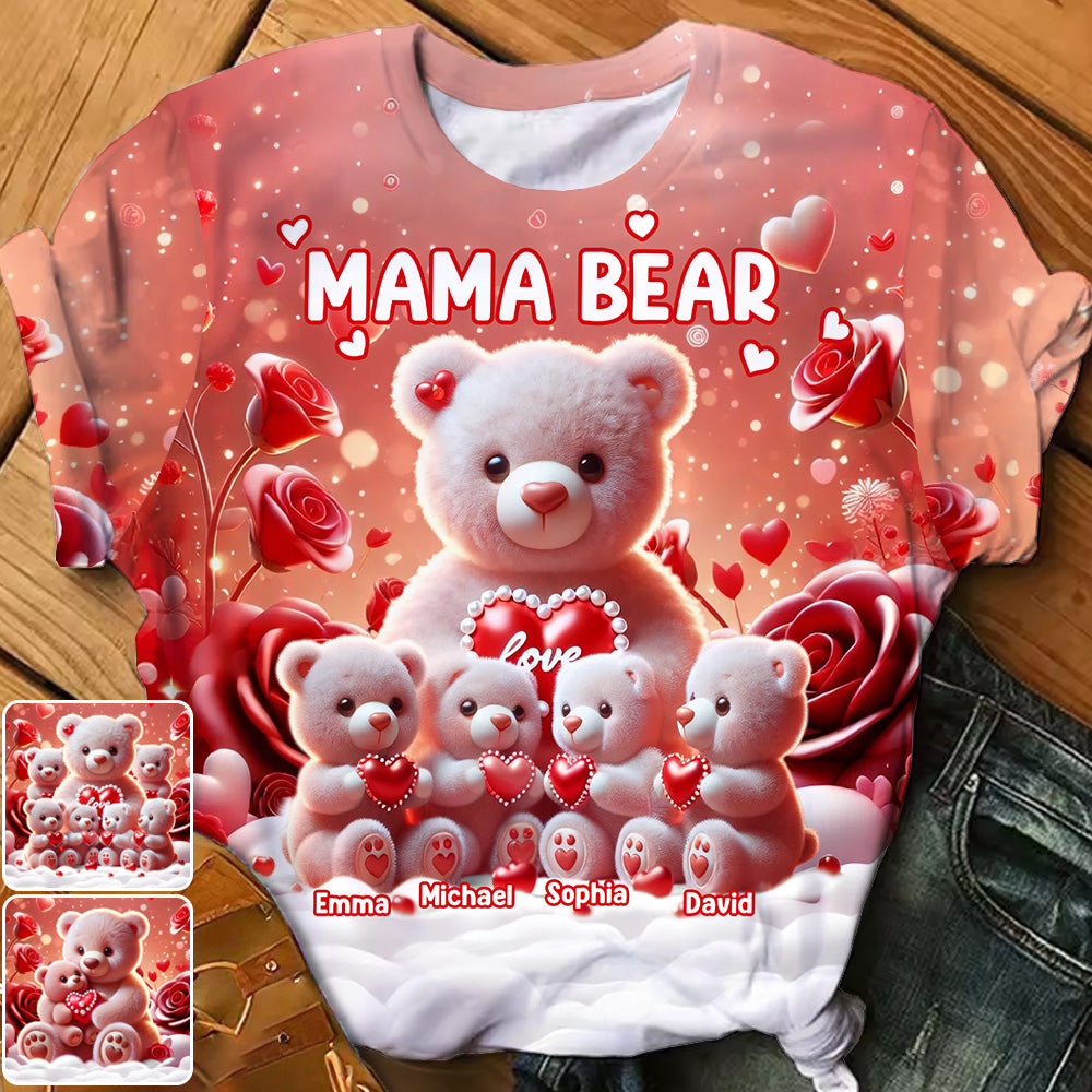 Mama Bear Personalized All Over Shirt, Grandma Shirt, Mother's Day Gift