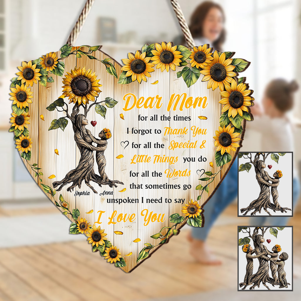 To My Mom Personalized Couple Heart Wood Sign, Mothers Day Gift