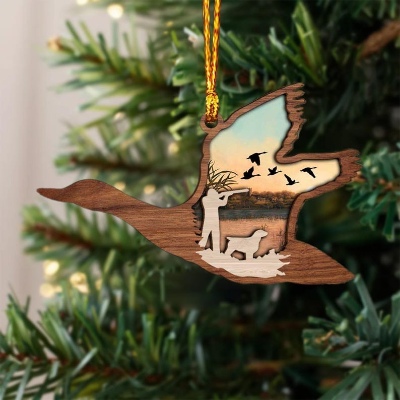 Duck Hunting Ornament, Wood Christmas Ornament, Hunting Gifts