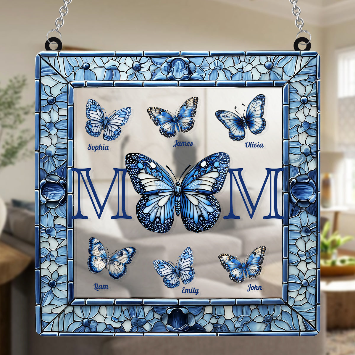 Mom Butterfly Custom Hanging Acrylic Suncatcher, Window Suncatcher, Mothers Day Gift