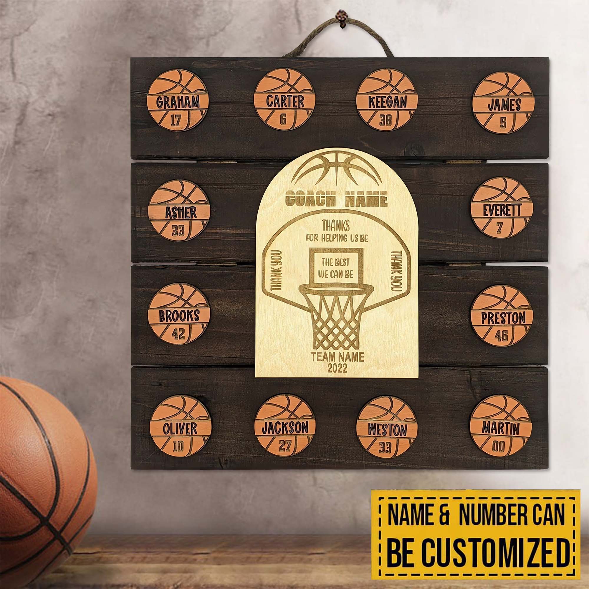 Personalized Basketball Coach Wood Sign, Thank You Gift for Coaches, End Of Season Coach Gifts