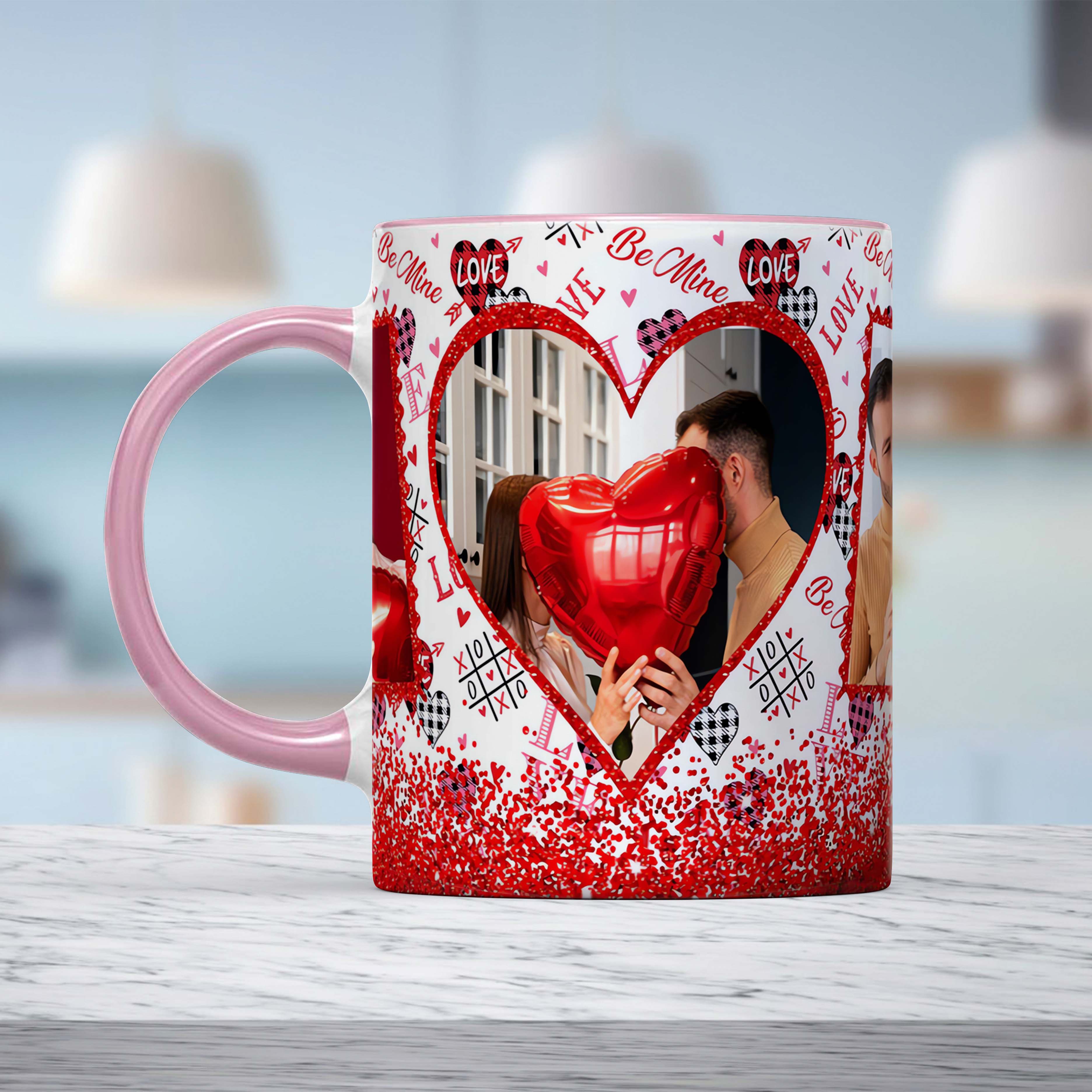 Custom Photo Accent Mug, Valentine Mug, Couple Mug, Valentine's Day Gift