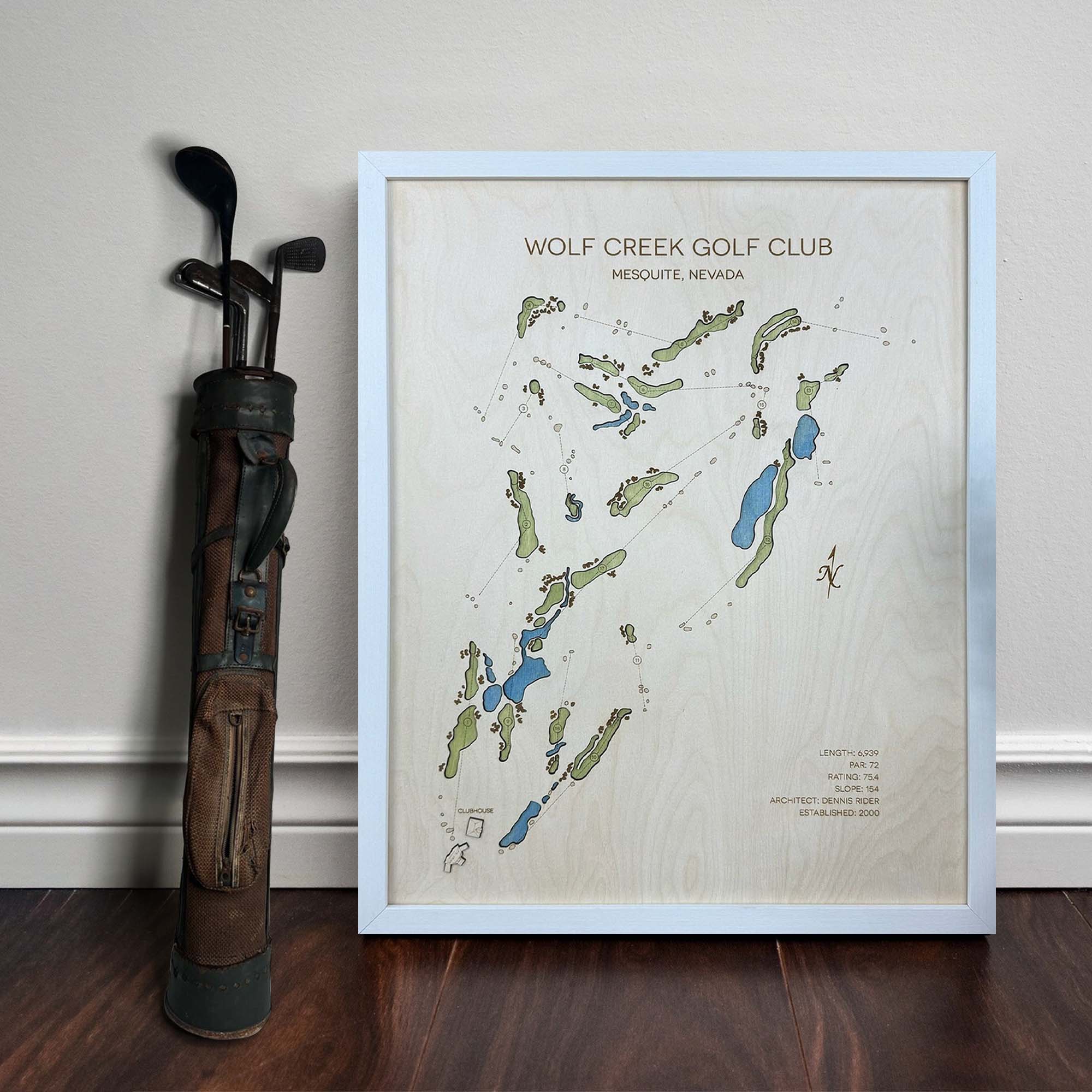 Wolf Creek Golf Club Personalized Golf Course Map, Golf Art, Golf Wood Sign, Gifts For Golfers