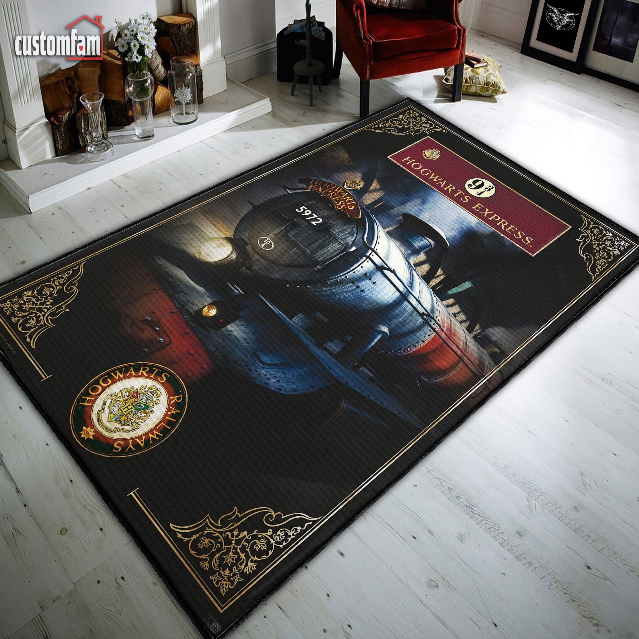 9 3/4 Hogwarts Express Area Rug, The Wizarding World, Halloween Room Decor