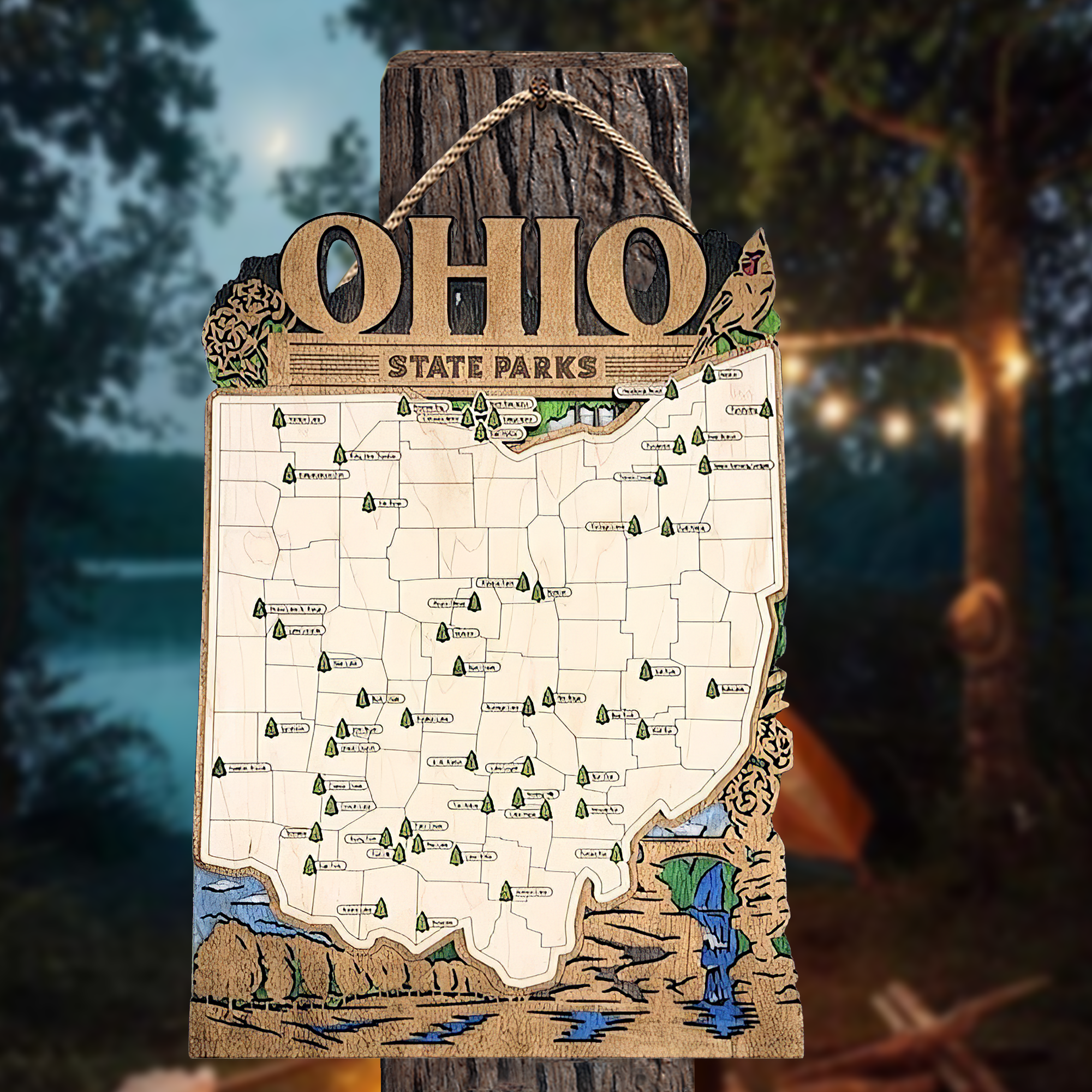 Ohio State Park Map, Personalized Travel Map, Gift For Travelers