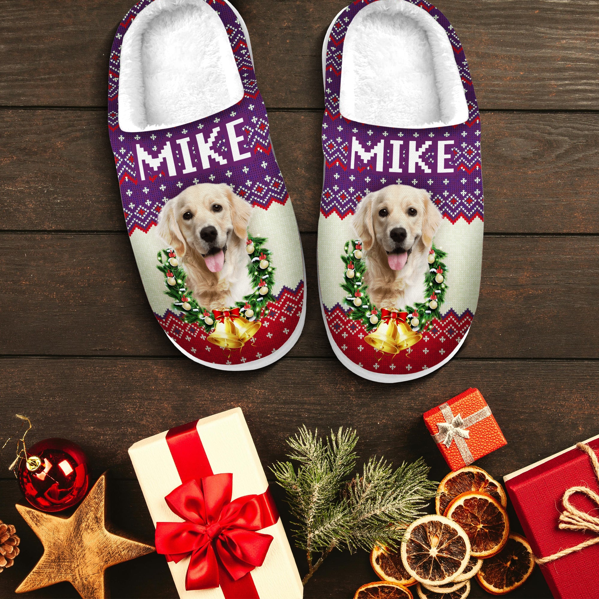 Custom Photo Dog Slippers Dog Slippers Gifts for pet lovers Christm CustomFam