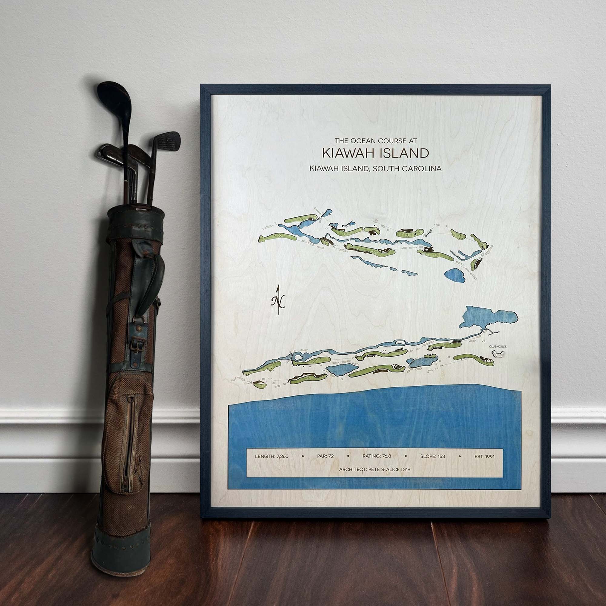 The Ocean Course at Kiawah Island Custom Golf Course Map, Golf Art, Golf Wood Sign, Gifts For Golf Lovers