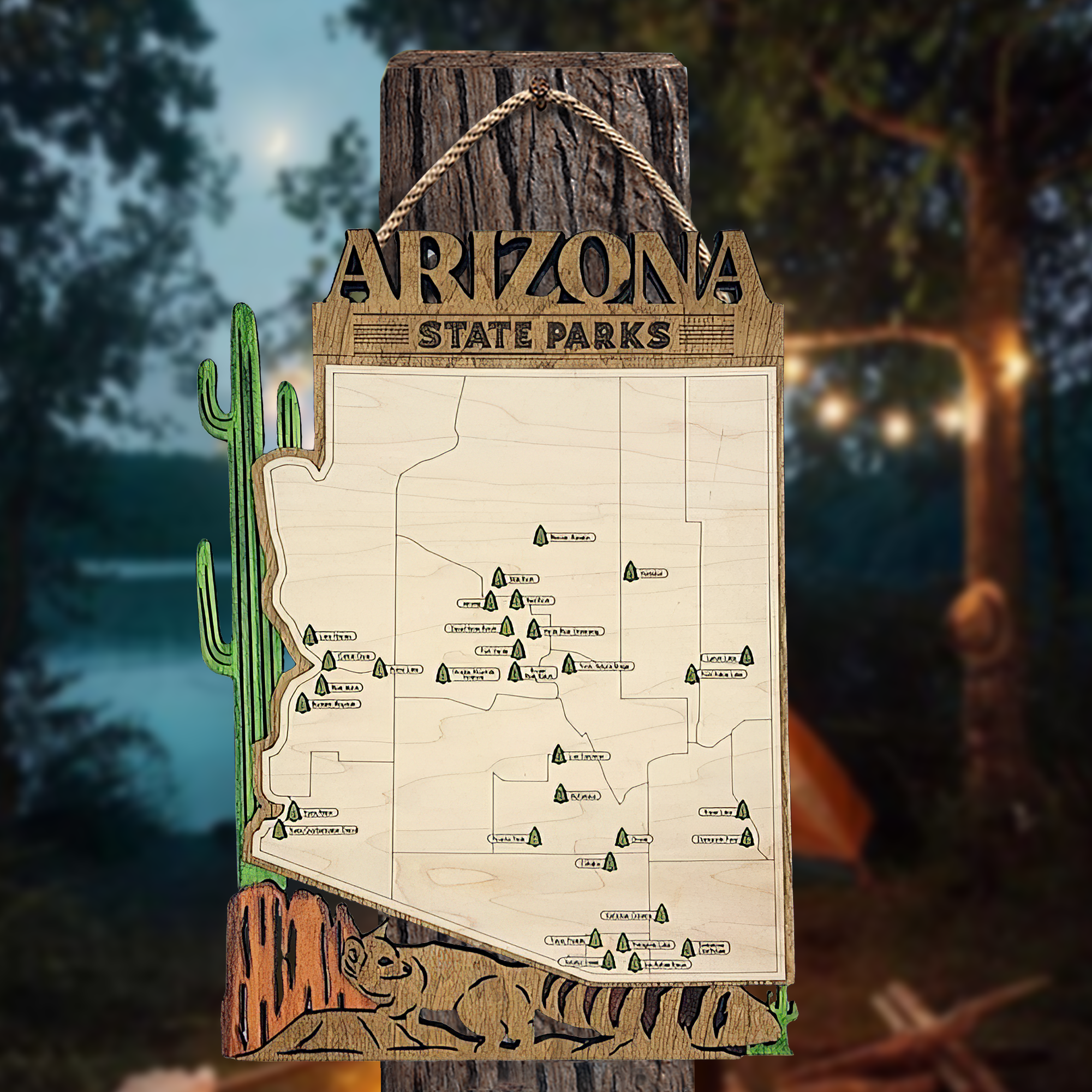 Arizona State Park Map, Personalized Travel Map, Gift For Travelers