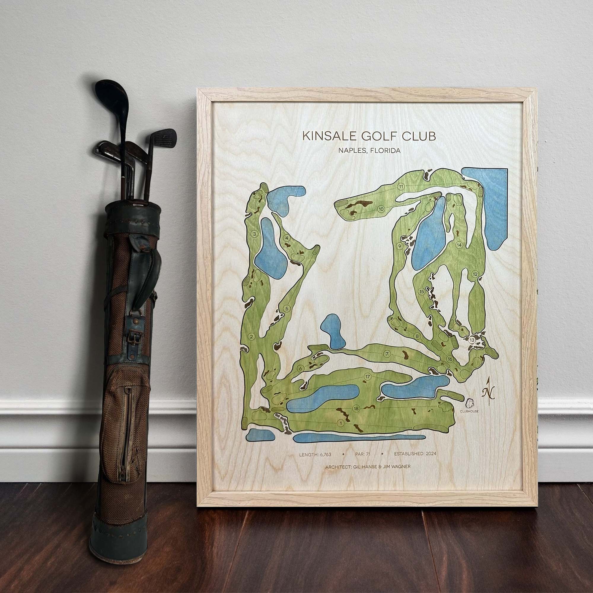 Kinsale Golf Club Custom Golf Course Map, Golf Art, Golf Wood Sign, Gifts For Golf Lovers