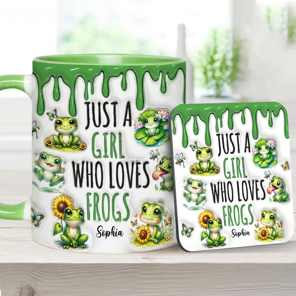 Just A Girl/Guy Who Love Frog Personalized Accent Mug, Two Tone Coffee Mugs, Mother's Day Gifts