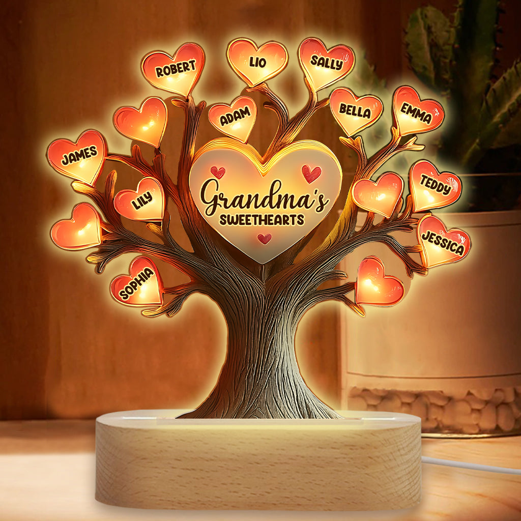 Grandma's Sweethearts Personalized Shaped Plaque Light Base, Gift For Grandma