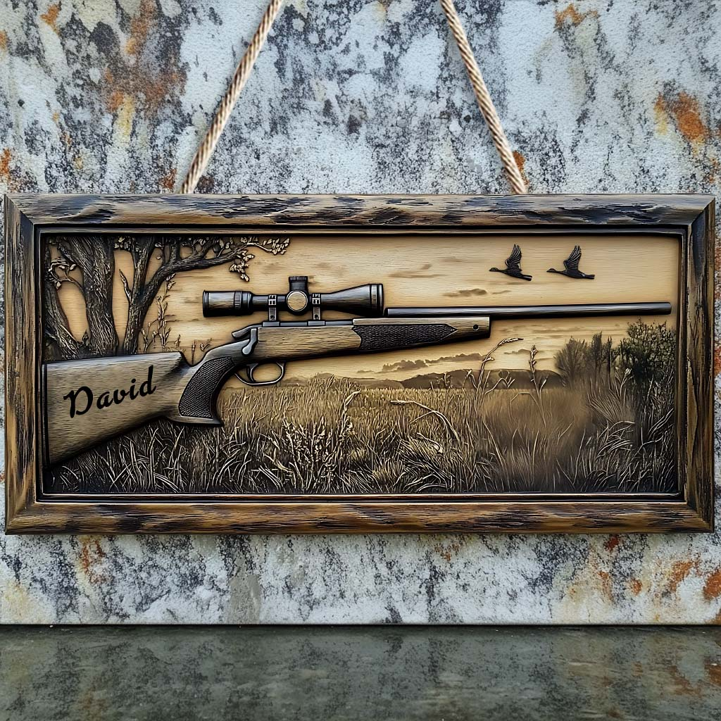 Vintage Hunting Rifle Wood Sign, Gifts For Hunters, Hunting Decor, Best Valentine's Gift For Him