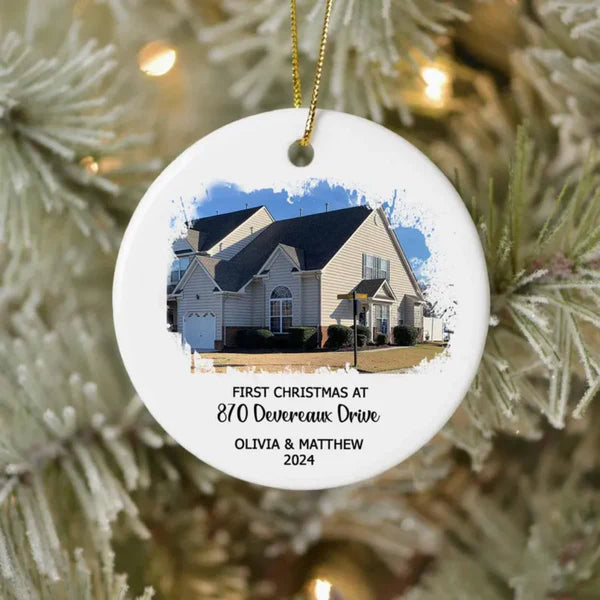 Personalized First Christmas At New Home Ornament 2024 Ceramic Ornament, Christmas Tree Decor