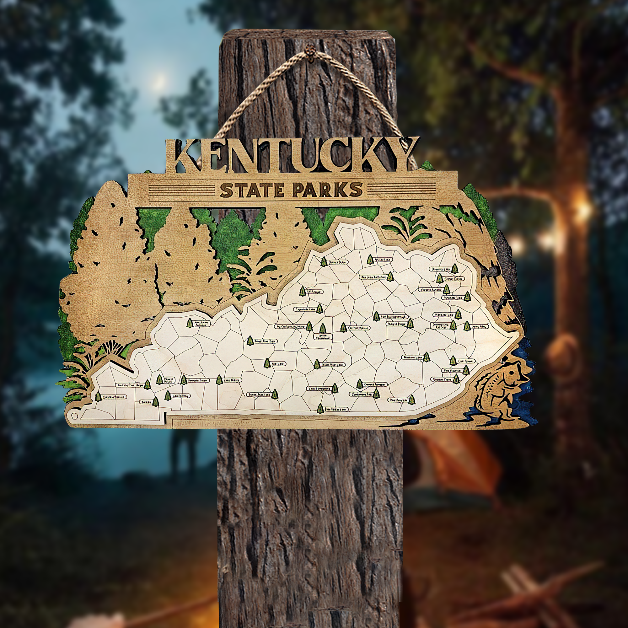 Kentucky State Park Map, Personalized Travel Map, Gift For Travelers