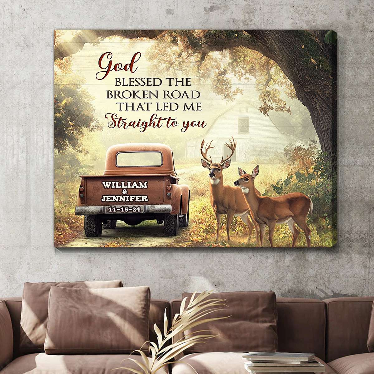 God Bless The Broken Road Custom Couple Canvas Wall Art, Anniversary Wedding Gifts