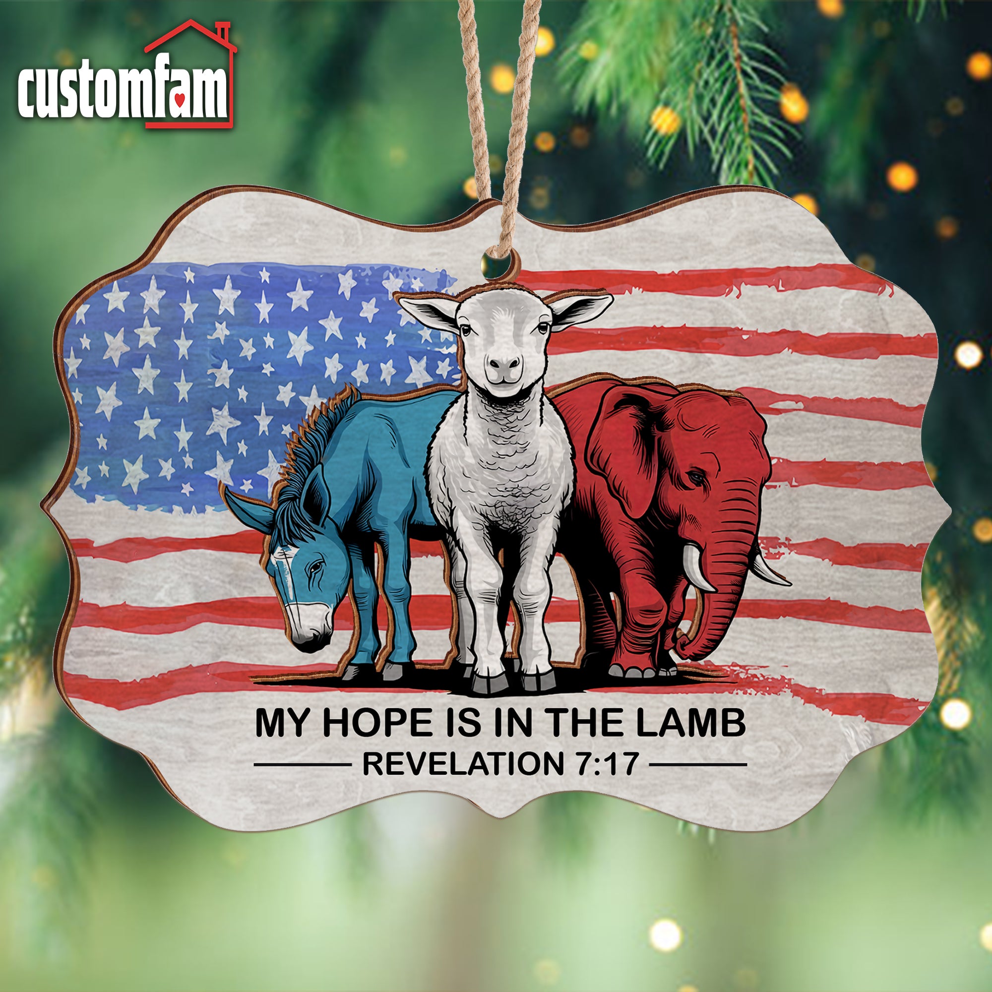 My Hope Is In The Lamb Wood Shaped Christmas Ornament, God Ornament, Faith Bible Ornament