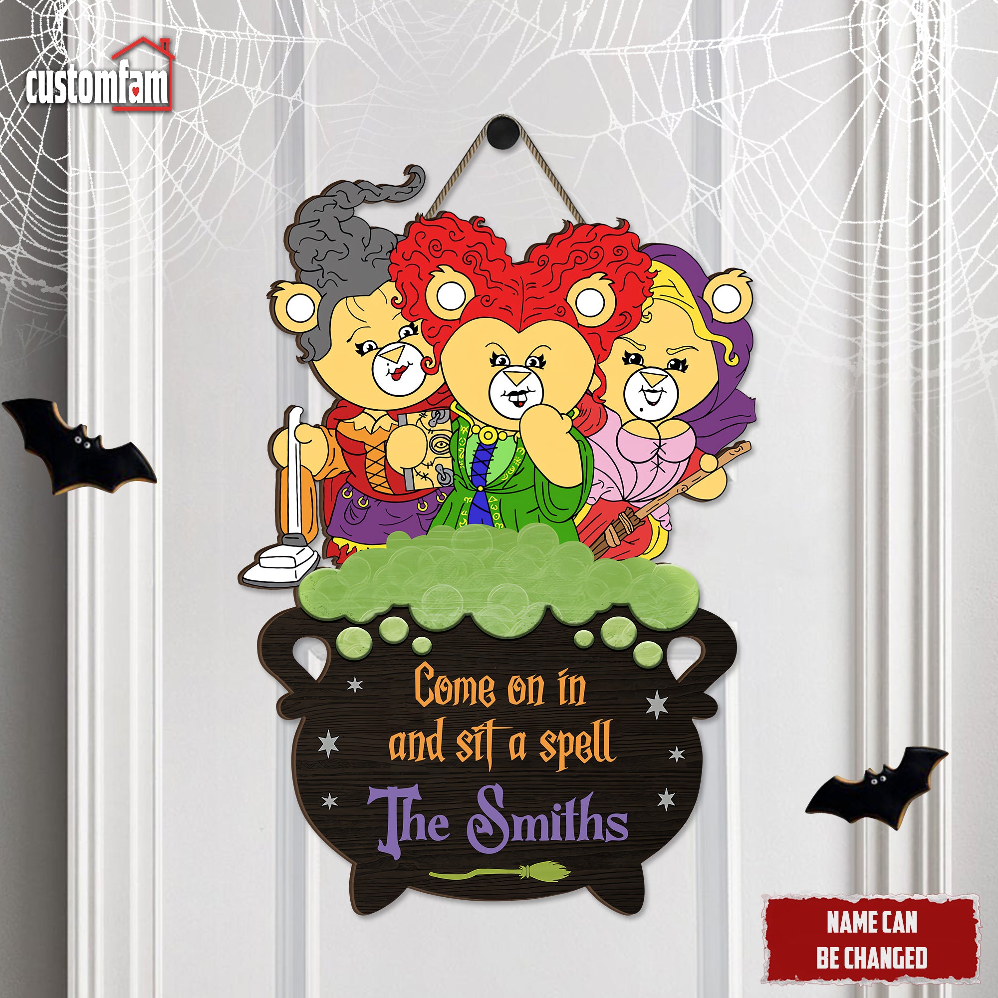 Come On In And Sit A Spell Witches Door Hanger Sign, Halloween Decor