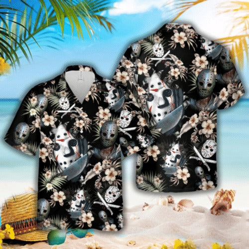 Horror Movie Characters Hawaiian Shirt, Halloween Scary Hawaiian Shirt