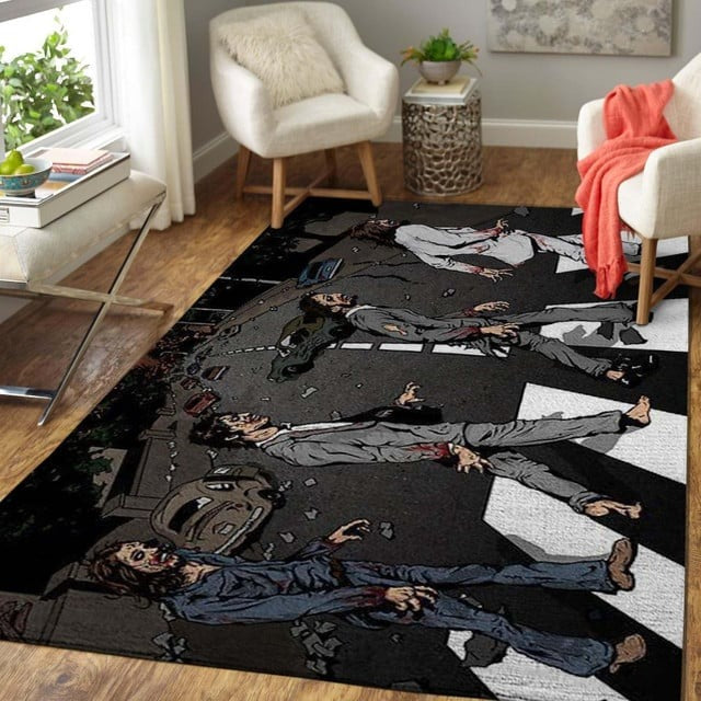 Abbey Road Horror Themed Area Rug, Rock Band Area Rug Carpet, Halloween Decor