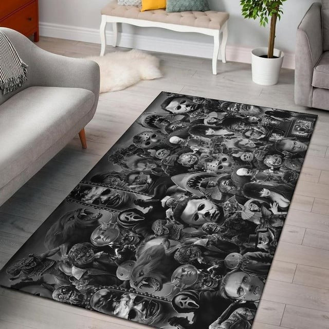 Horror Movie Gods Area Rug Carpet, Scary Movies Fan Gift, Halloween Decor