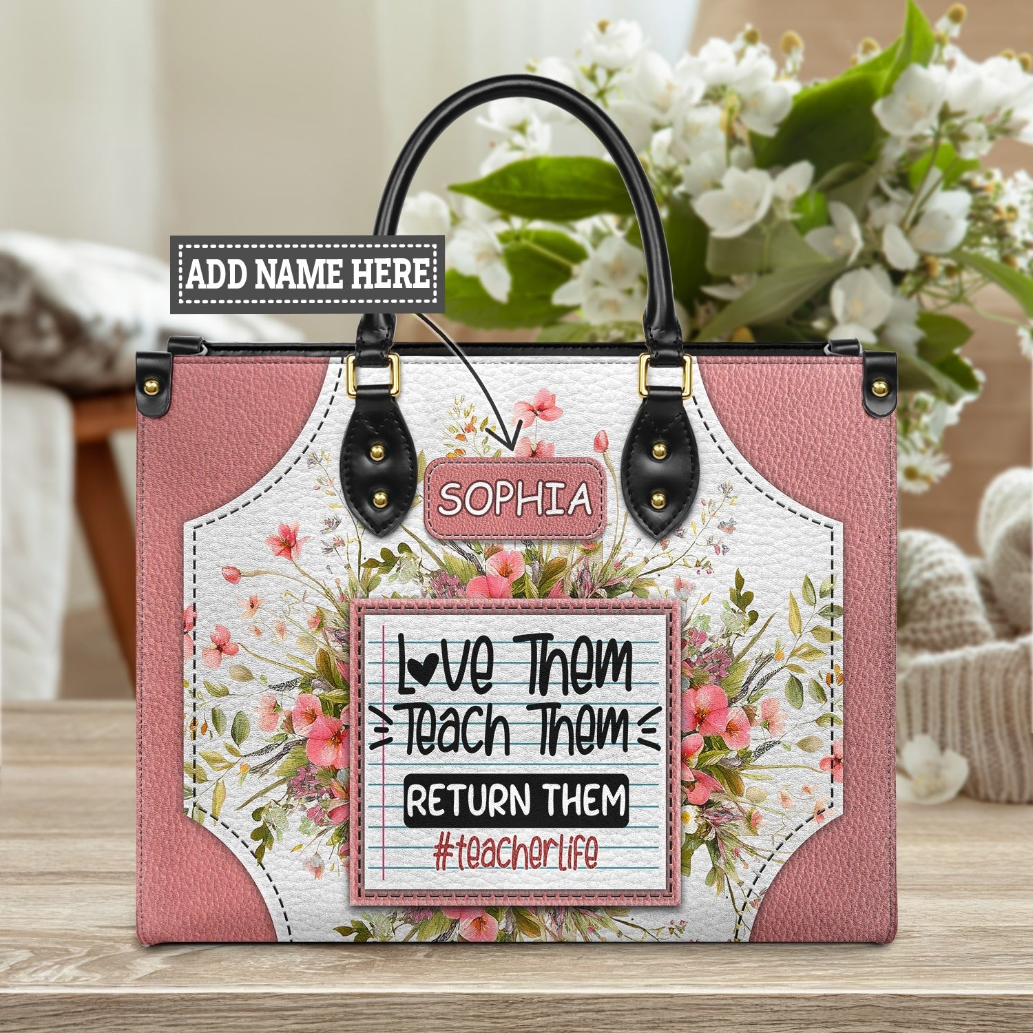 Love Them Teach Them Teacher Life Custom Elementary Teacher Bag, Teacher Appreciation Gifts