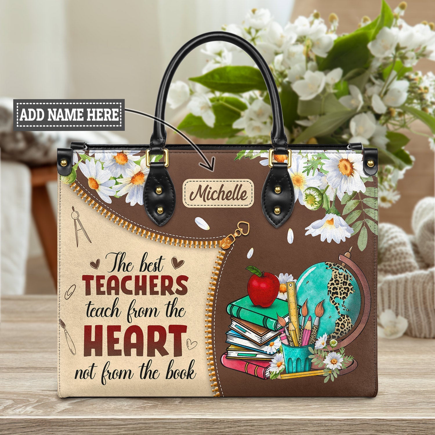 The Best Teachers Teach From The Heart Not From The Book Custom Elementary Teacher Bag, Teacher Appreciation Gifts