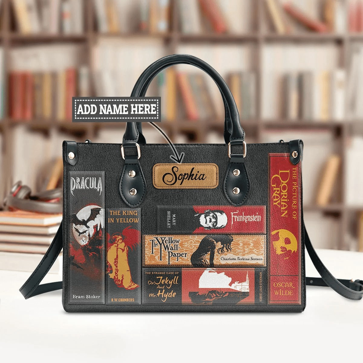 Horror Inspired Libro Leather Purse, Personalized Halloween Bag