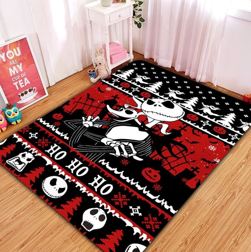 Ho Ho Ho Nightmare Before Christmas Area Rug Carpet, Halloween Decor