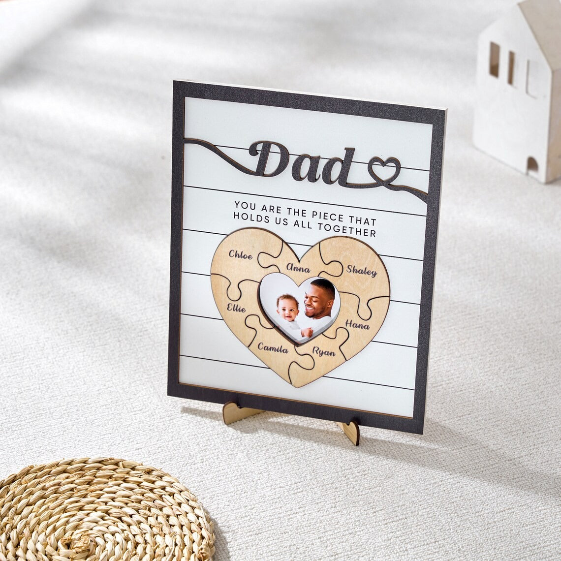 Custom Father's Day Puzzle Sign, Gift from Kids, The Piece That Holds Us Together, Picture Frame Sign, Unique Gifts for Dad, Gift for Granpa