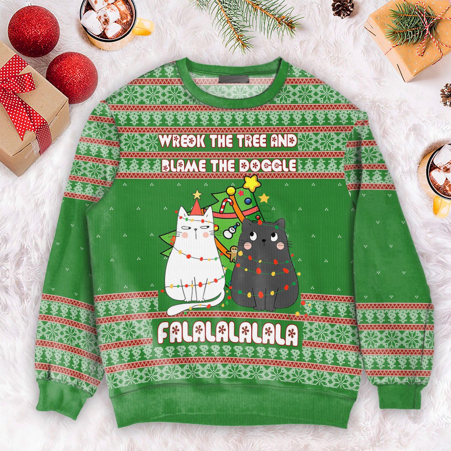 Wreck The Tree And Blame The Doggies Funny Christmas Ugly Sweater, Christmas Gifts