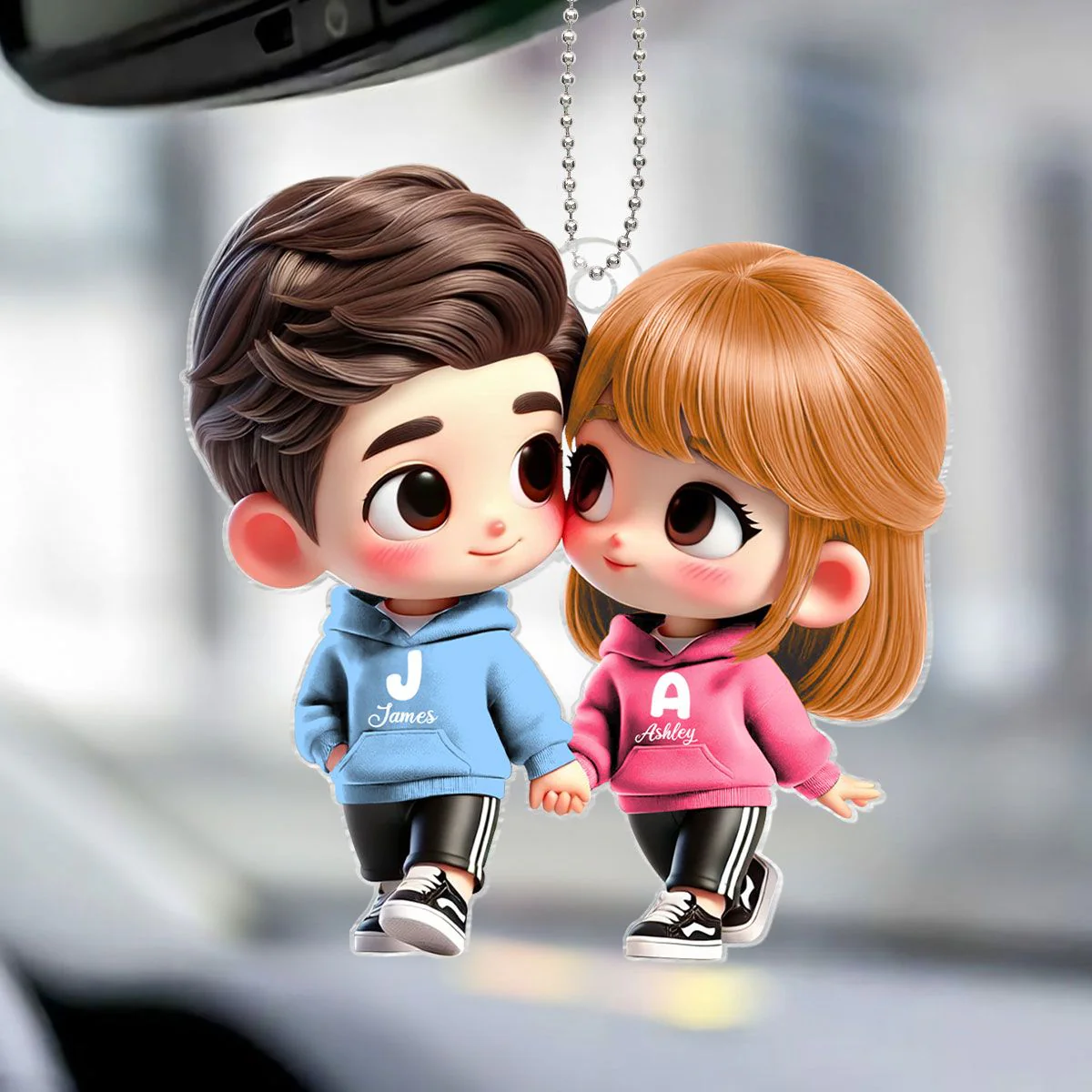 Cartoon Couple Holding Hands Acrylic Ornament, Keychain For Couple, Cute Couple Keychain, Couple Valentine Gift