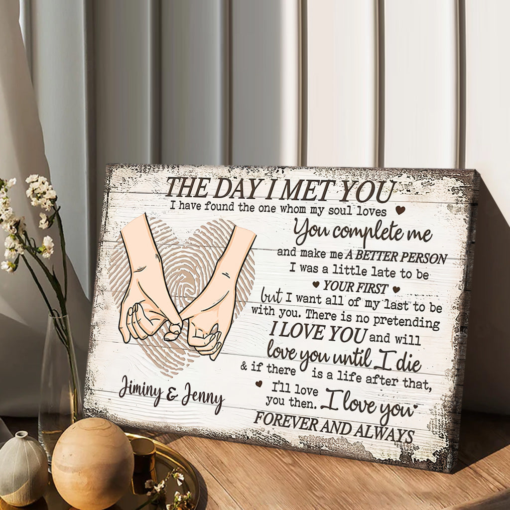 The Day I Met You Custom Couple Canvas Wall Art, Valentine Gift For Couple