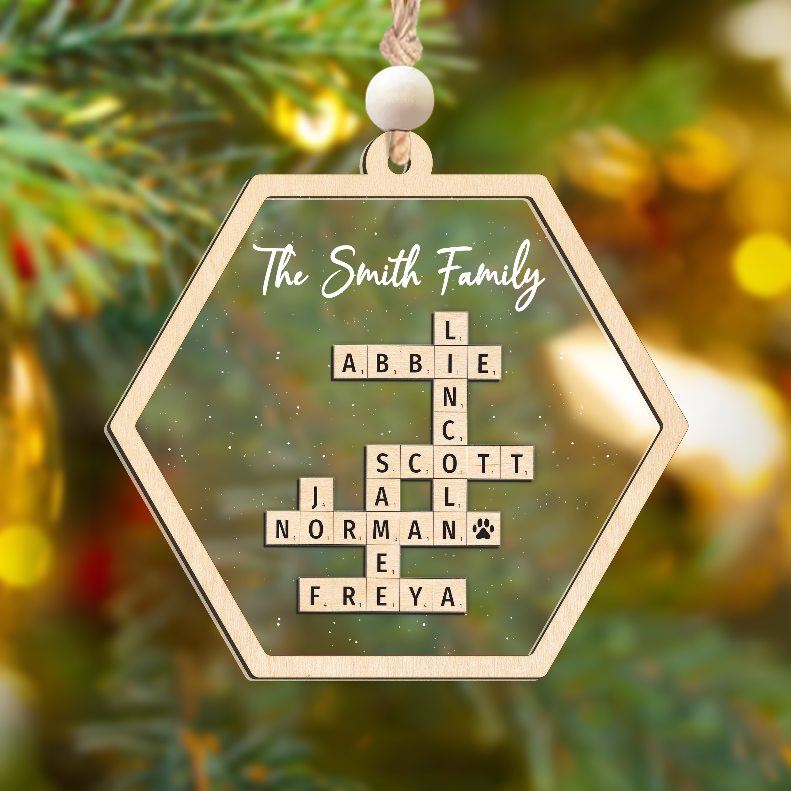 Personalized Family Crossword Puzzle Ornament, Christmas Tree Ornament, Family Ornament, Family Gift Ideas