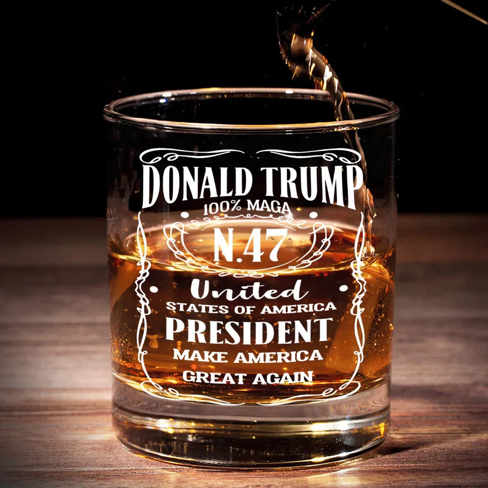 Trumpwon 47th President Of The United States Whiskey Glass, Trump2024 Wine Glass