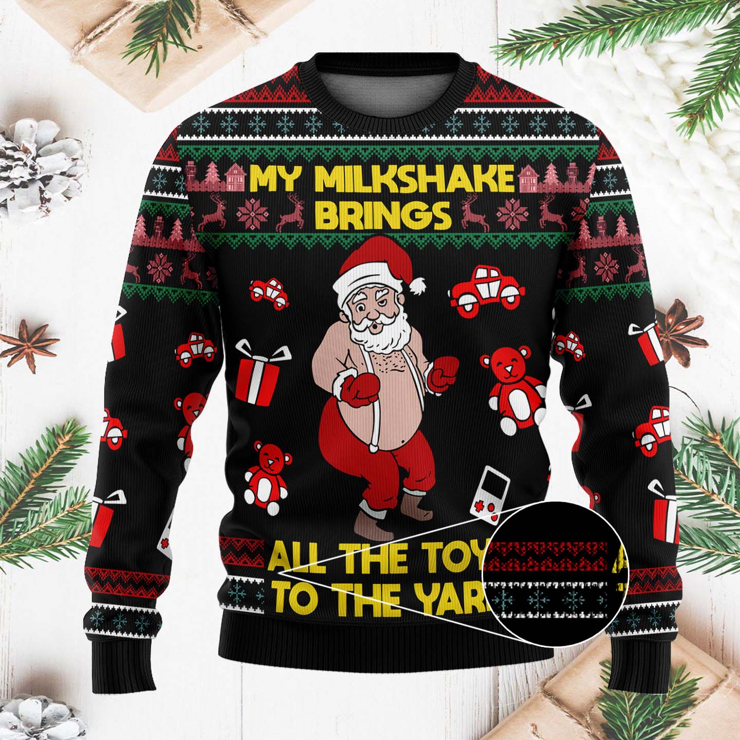 My Milkshake Brings All The Toys To The Yard Funny Christmas Ugly Sweater, Ugly Christmas Sweater