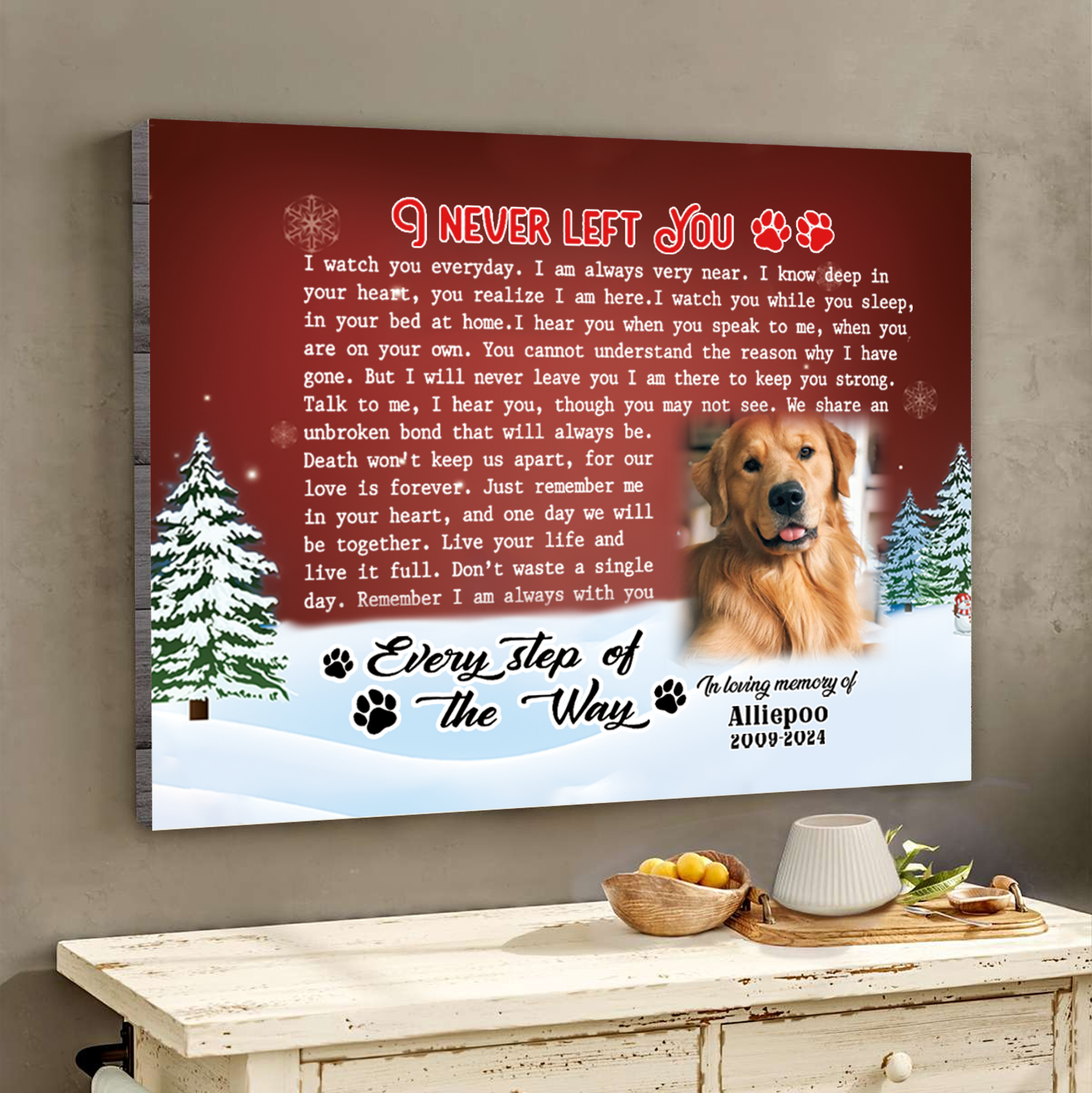 I Never Left You Custom Photo Memorial Canvas Wall Art, Sympathy Gift For Loss Of Dog