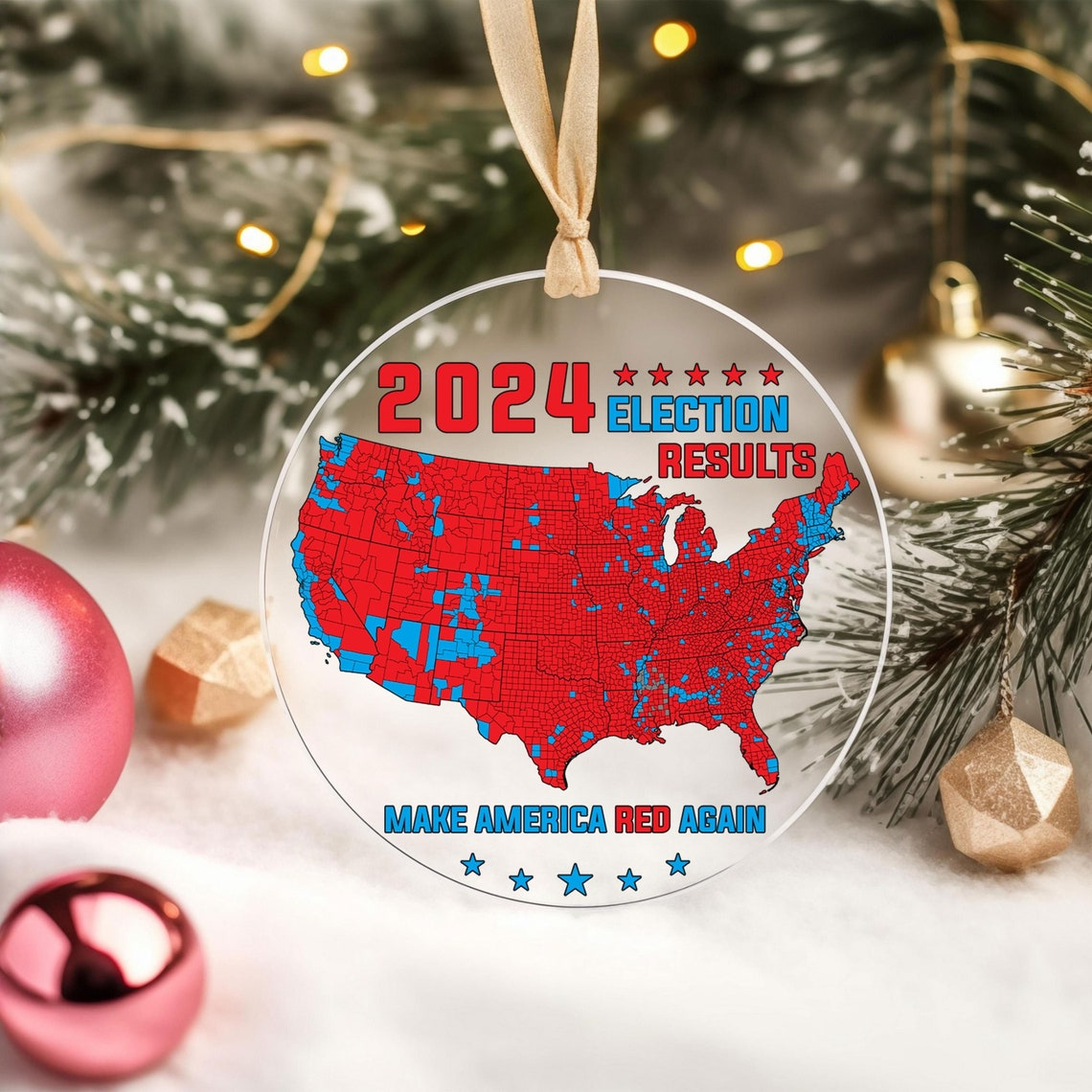 2024 Election Results Ornament, Make America Red Again Christmas Acrylic Ornament