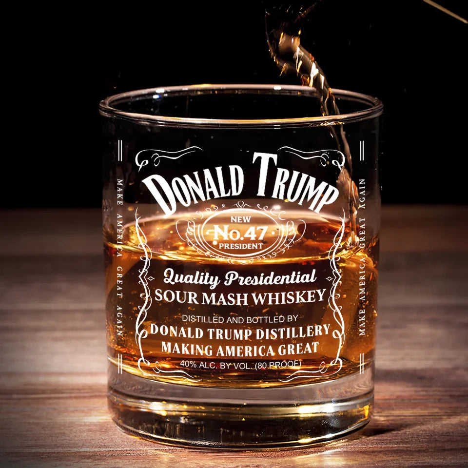 Trump2024 Making America Great Whiskey Glass,Wine Glass, Presents For Dad